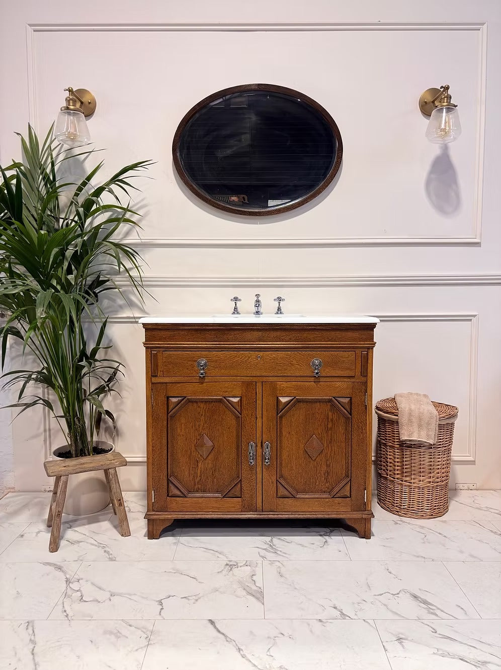 Wooden Carved Vintage Vanity Unit