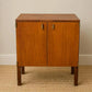 Mid Century Teak Retro Drinks Cabinet | Vintage Bedside Table | Compact Drinks Cabinet | Vinyl Storage | Danish Modern Style