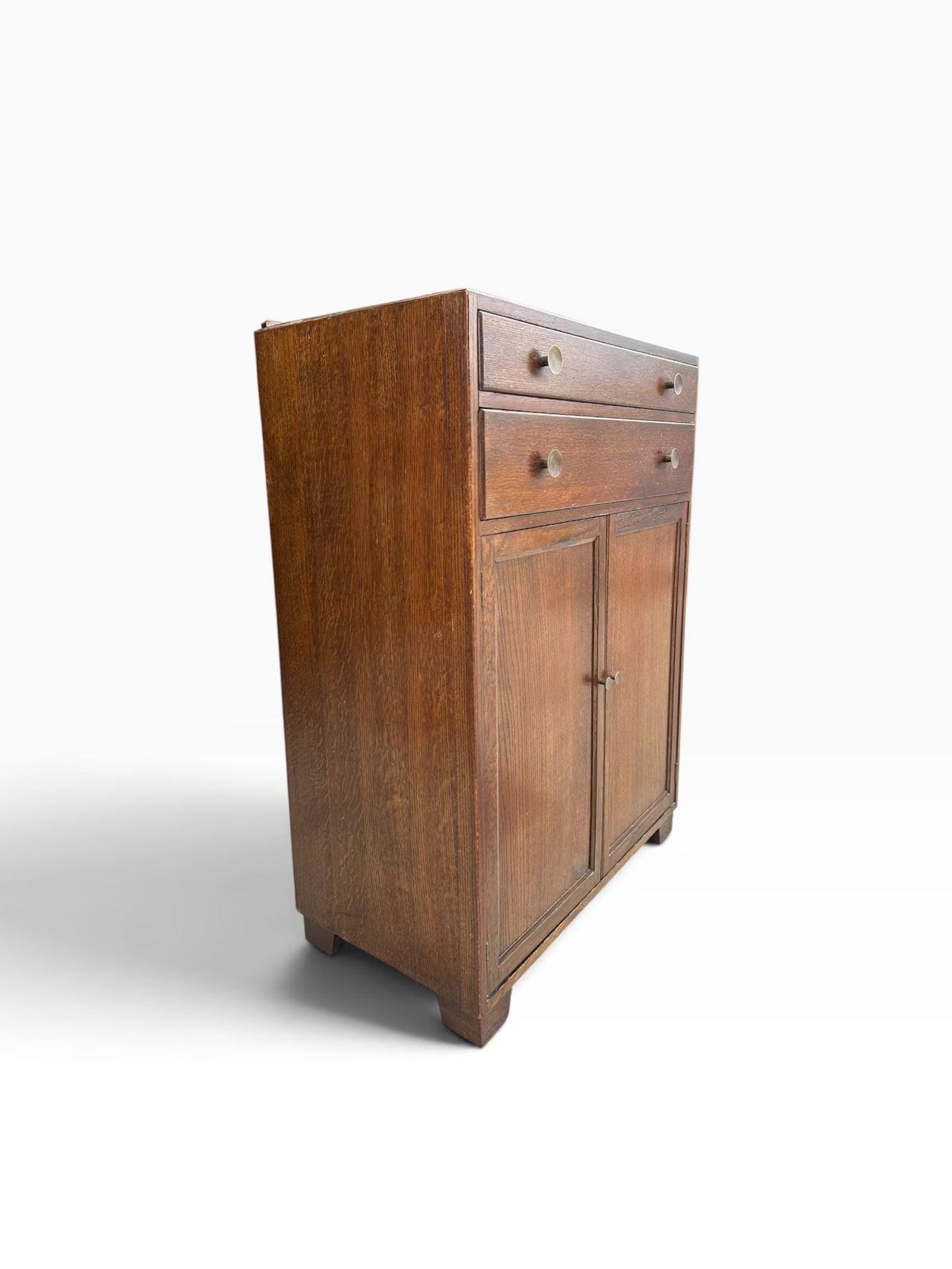 Vintage Oak Tallboy cupboard chest of drawers linen cupboard.