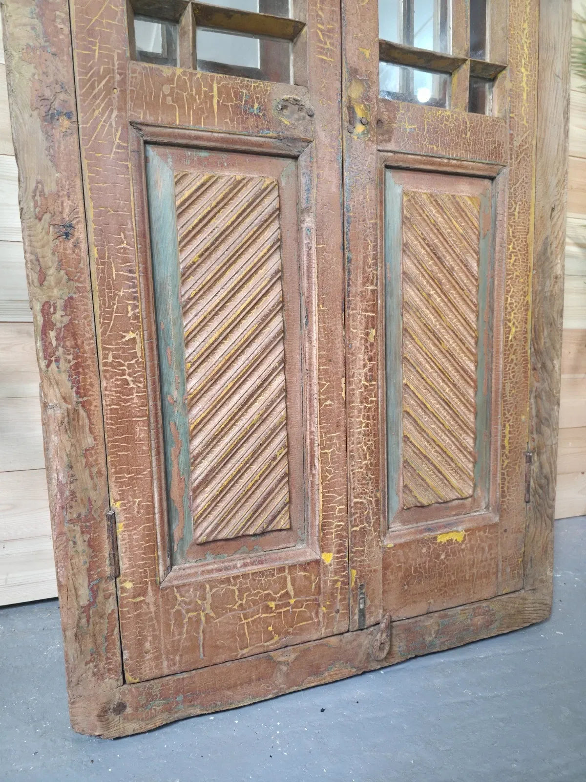 Gothic Antique Rustic Indian Arched Window Shutter Home Garden Mirror