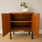 Mid Century Teak Retro Drinks Cabinet | Vintage Bedside Table | Compact Drinks Cabinet | Vinyl Storage | Danish Modern Style