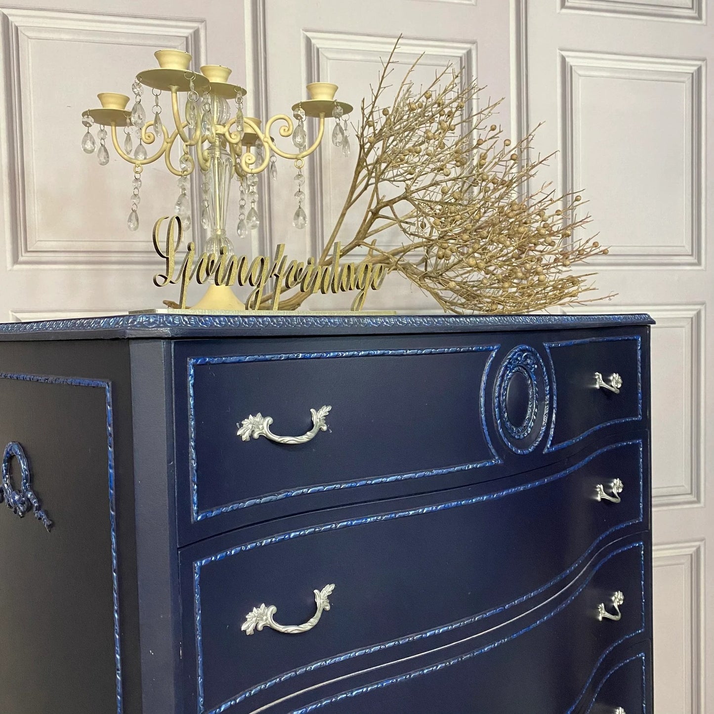 Painted Navy Chest of Drawers French Style Drawers Commissions Open Olympus Furniture