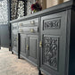 Painted Black Antique Sideboard Victorian Sideboard Heavily Carved