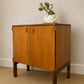 Mid Century Teak Retro Drinks Cabinet | Vintage Bedside Table | Compact Drinks Cabinet | Vinyl Storage | Danish Modern Style