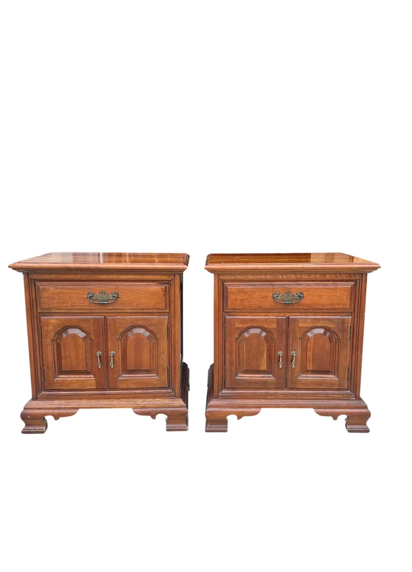 Vintage Cherry wood bedside chest of drawers cupboards