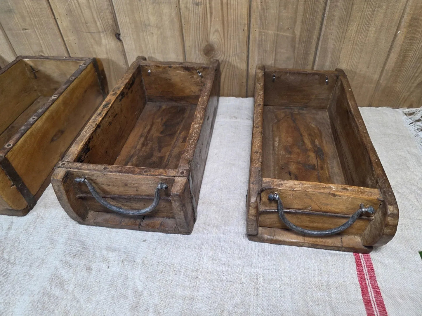Vintage Indian Wooden Brick Mould With Handles Kitchen Bathroom Storage Box