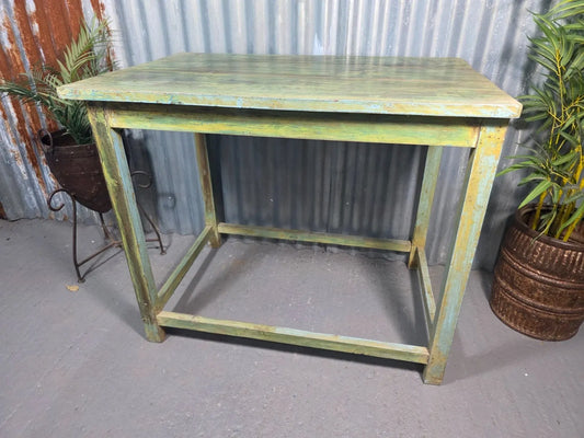Green Vintage Rustic Indian Solid Wooden Desk Console Hallway Kitchen Island Table