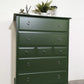 Stag minstrel green tallboy 7 drawer chest of drawers, professionally sprayed green