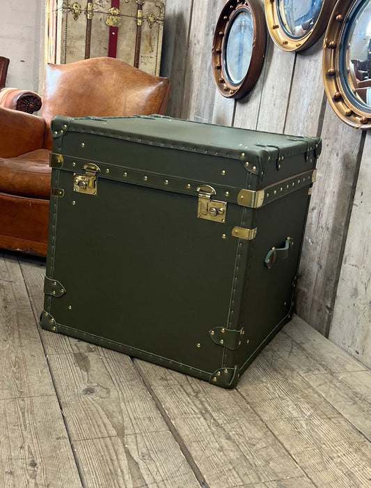 Vintage Olive English Side Table, Storage Chest, Living Room Decor, Vintage Style