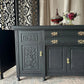 Painted Black Antique Sideboard Victorian Sideboard Heavily Carved