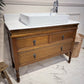 Edwardian Oak Vintage Bathroom Vanity Unit With Basin
