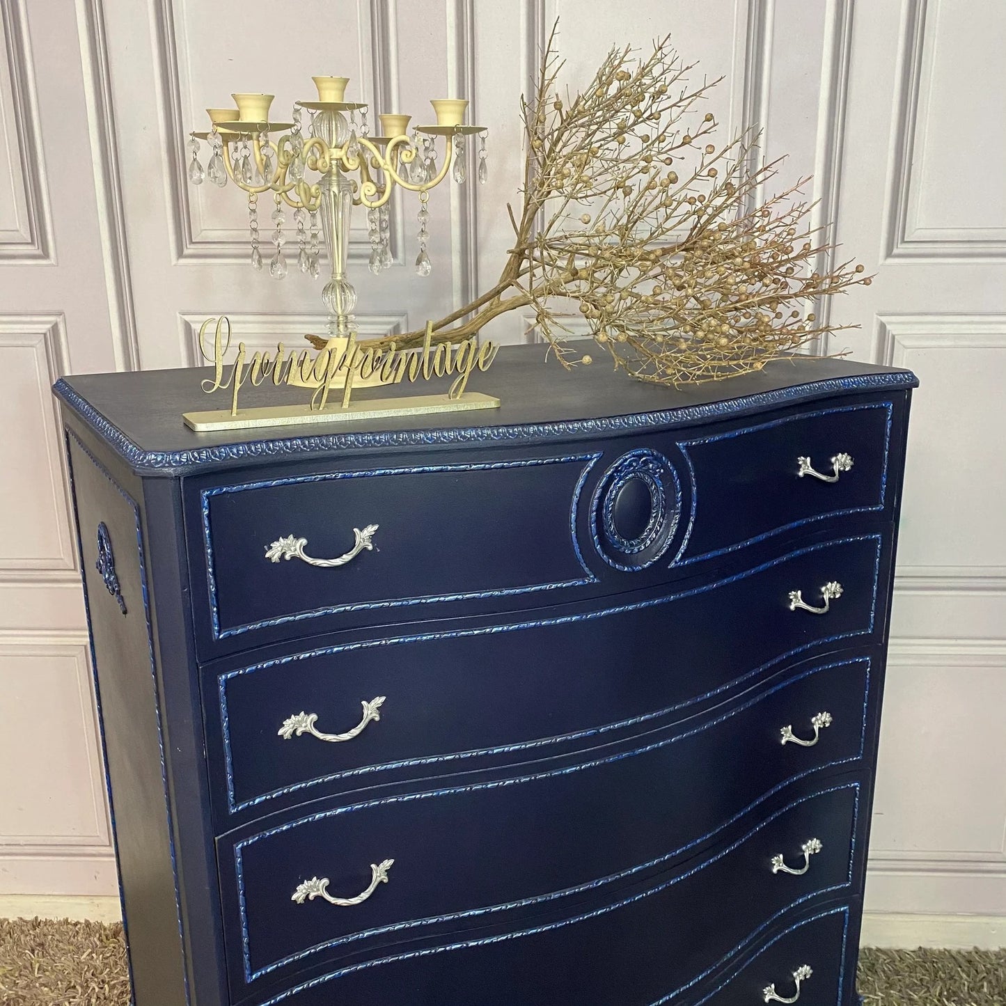 Painted Navy Chest of Drawers French Style Drawers Commissions Open Olympus Furniture