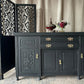 Painted Black Antique Sideboard Victorian Sideboard Heavily Carved