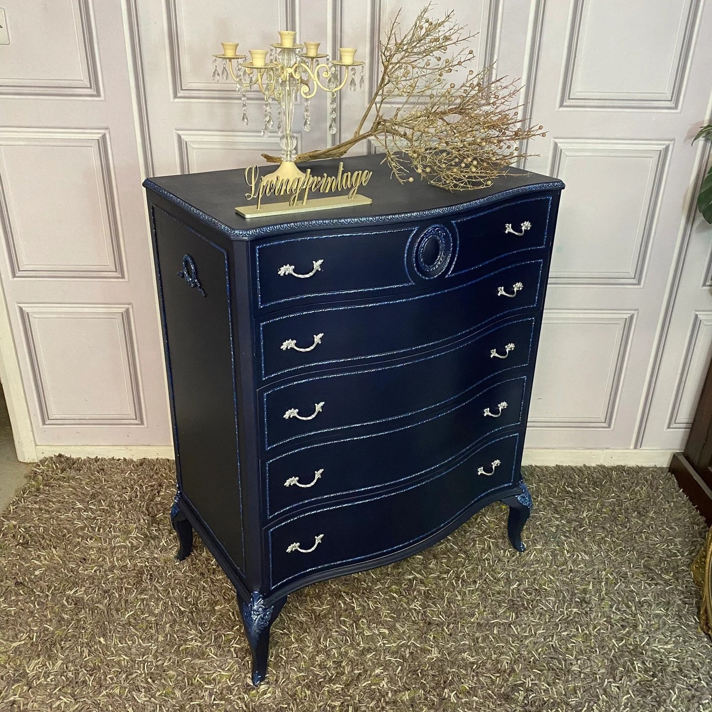 Painted Navy Chest of Drawers French Style Drawers Commissions Open Olympus Furniture