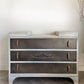 Mid Century Hand Painted Low Chest of Drawers: Bronze Glaze