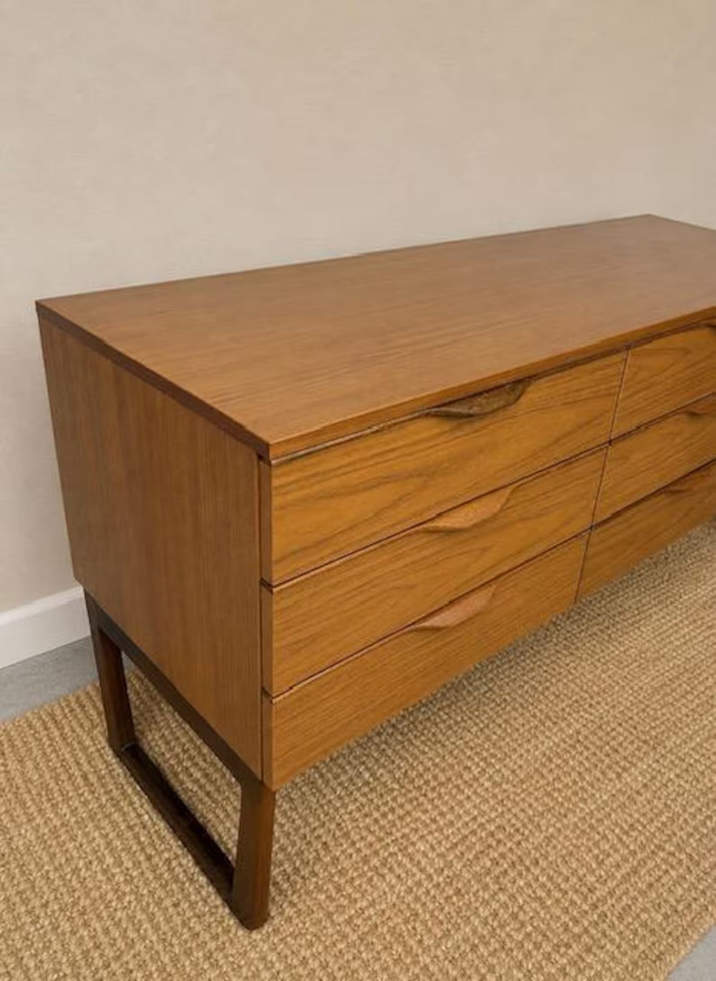 Vintage Europa Dressing Table With Mirror | Mid-Century Retro Sideboard | 9 Drawer Dresser | Media Unit | Scandinavian Furniture