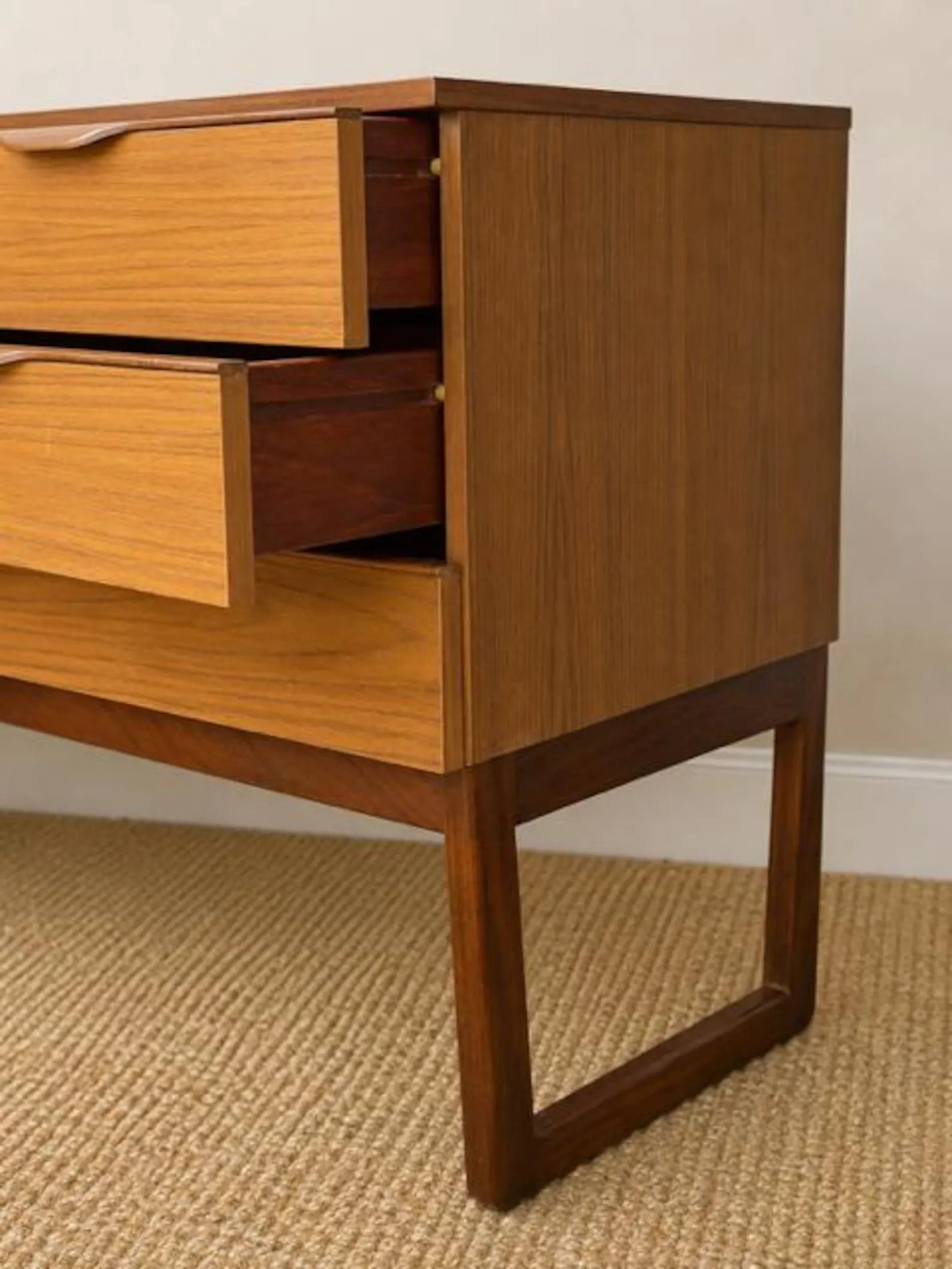 Vintage Europa Dressing Table With Mirror | Mid-Century Retro Sideboard | 9 Drawer Dresser | Media Unit | Scandinavian Furniture