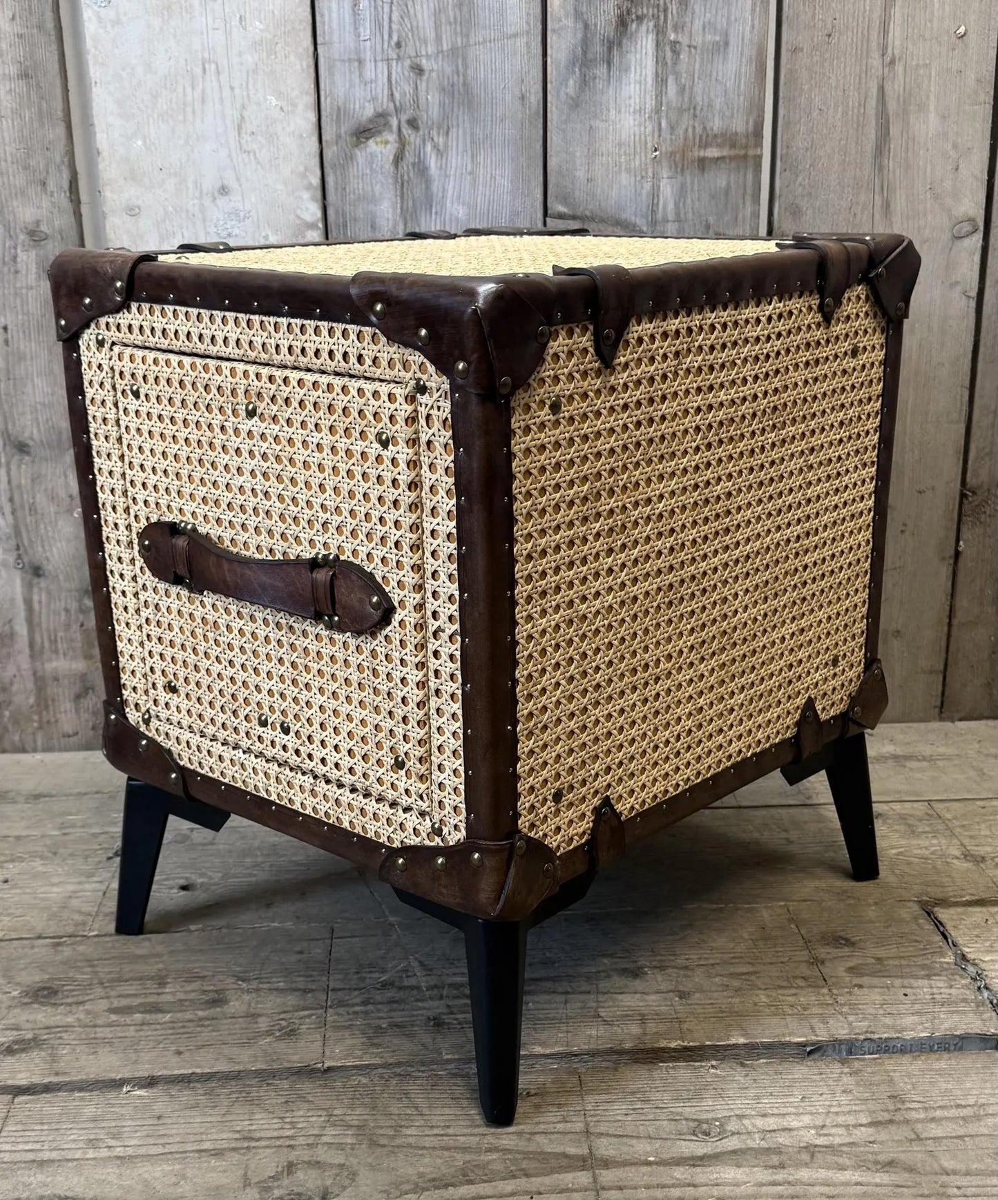 Hollywood Style 1920s Rattan Vintage Bedside Nightstand, Luxury English Handmade Unique Bespoke Chest