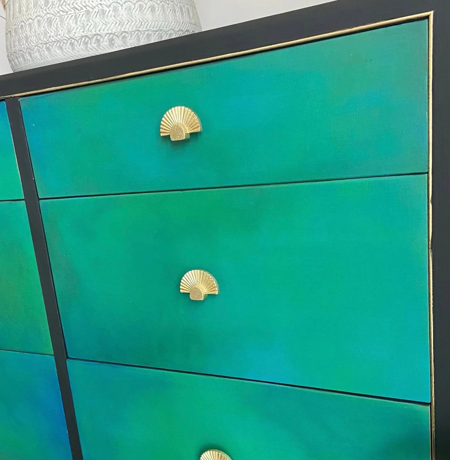 Emerald Green Hand Painted Chest of Drawers, Mid Century Furniture By Herbert & Gibbs