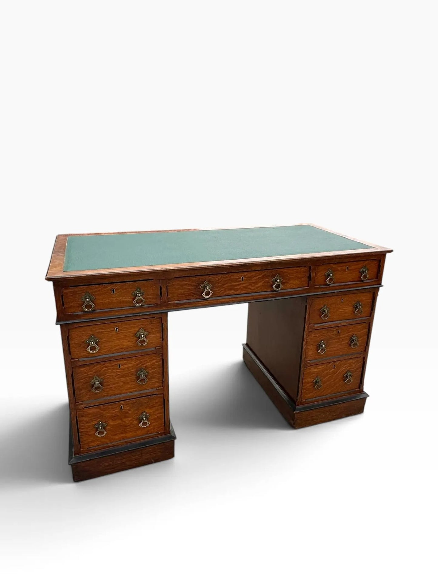 Vintage pedestal Oak desk by Urquhart & Adamson
