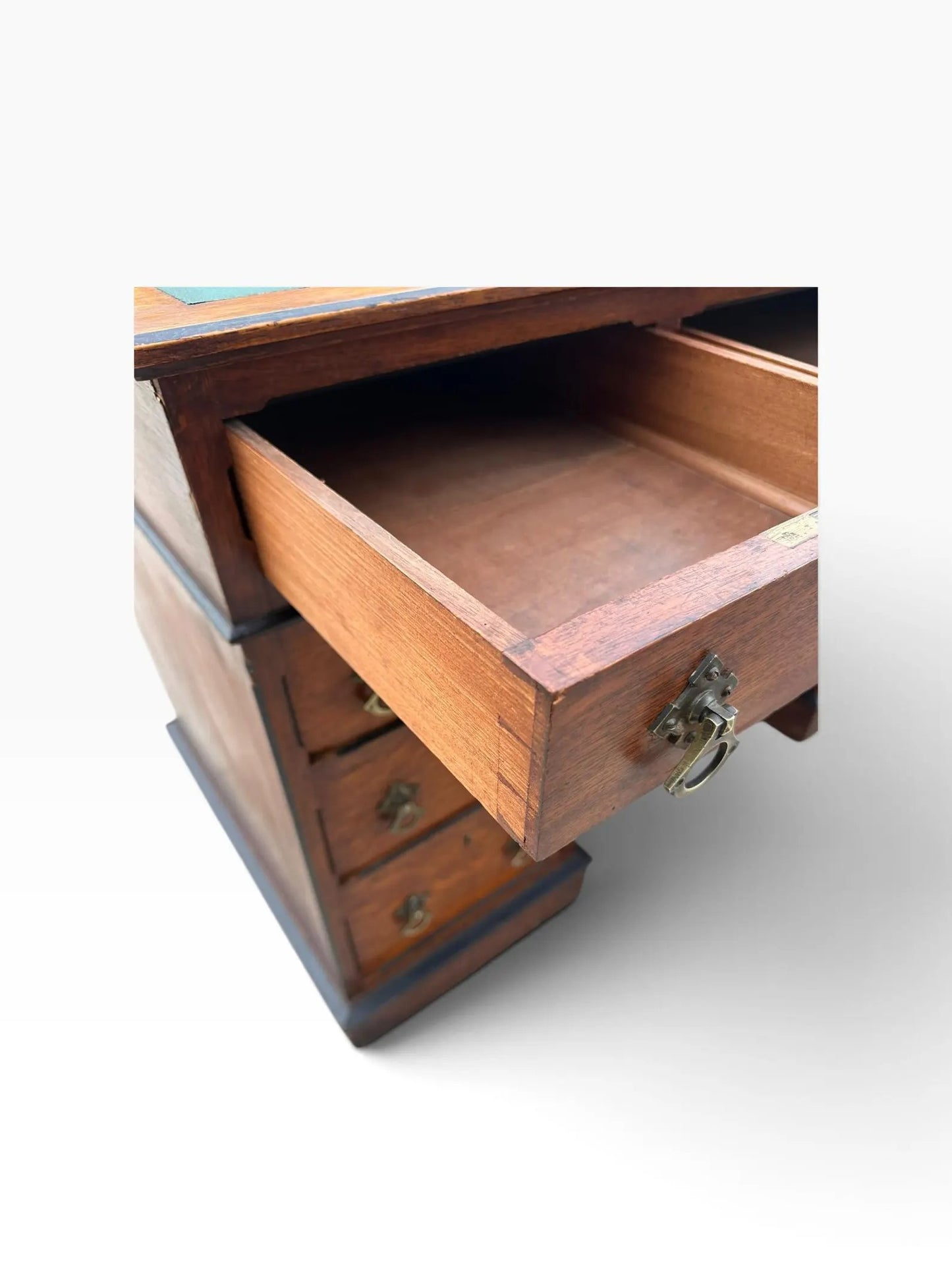 Vintage pedestal Oak desk by Urquhart & Adamson