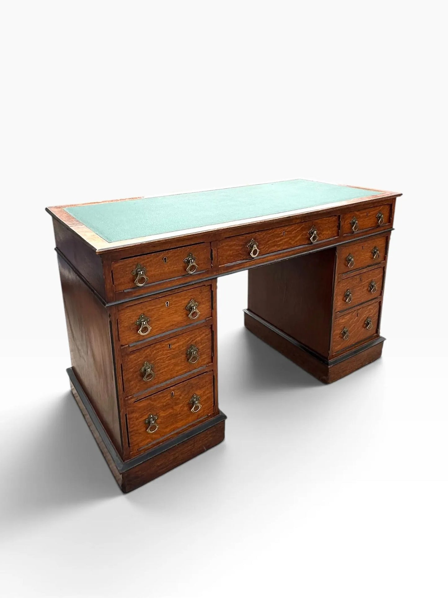 Vintage pedestal Oak desk by Urquhart & Adamson