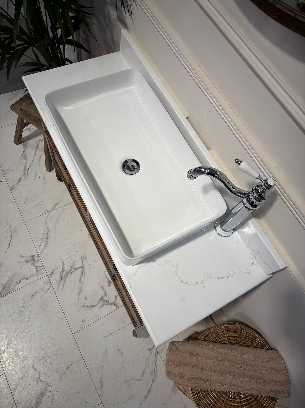 Edwardian Oak Vintage Bathroom Vanity Unit With Basin