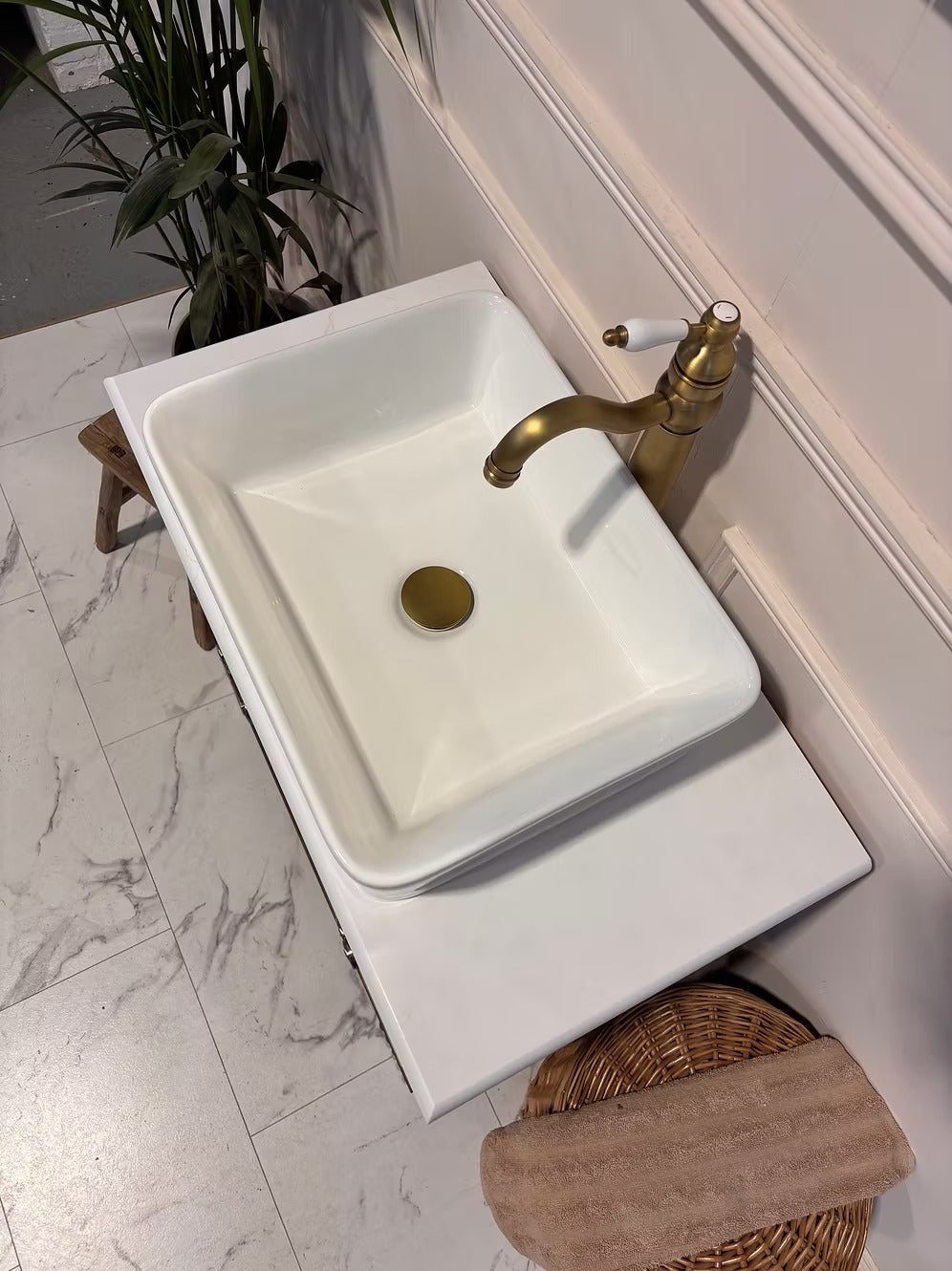 Oak Single Vintage Bathroom Vanity Unit