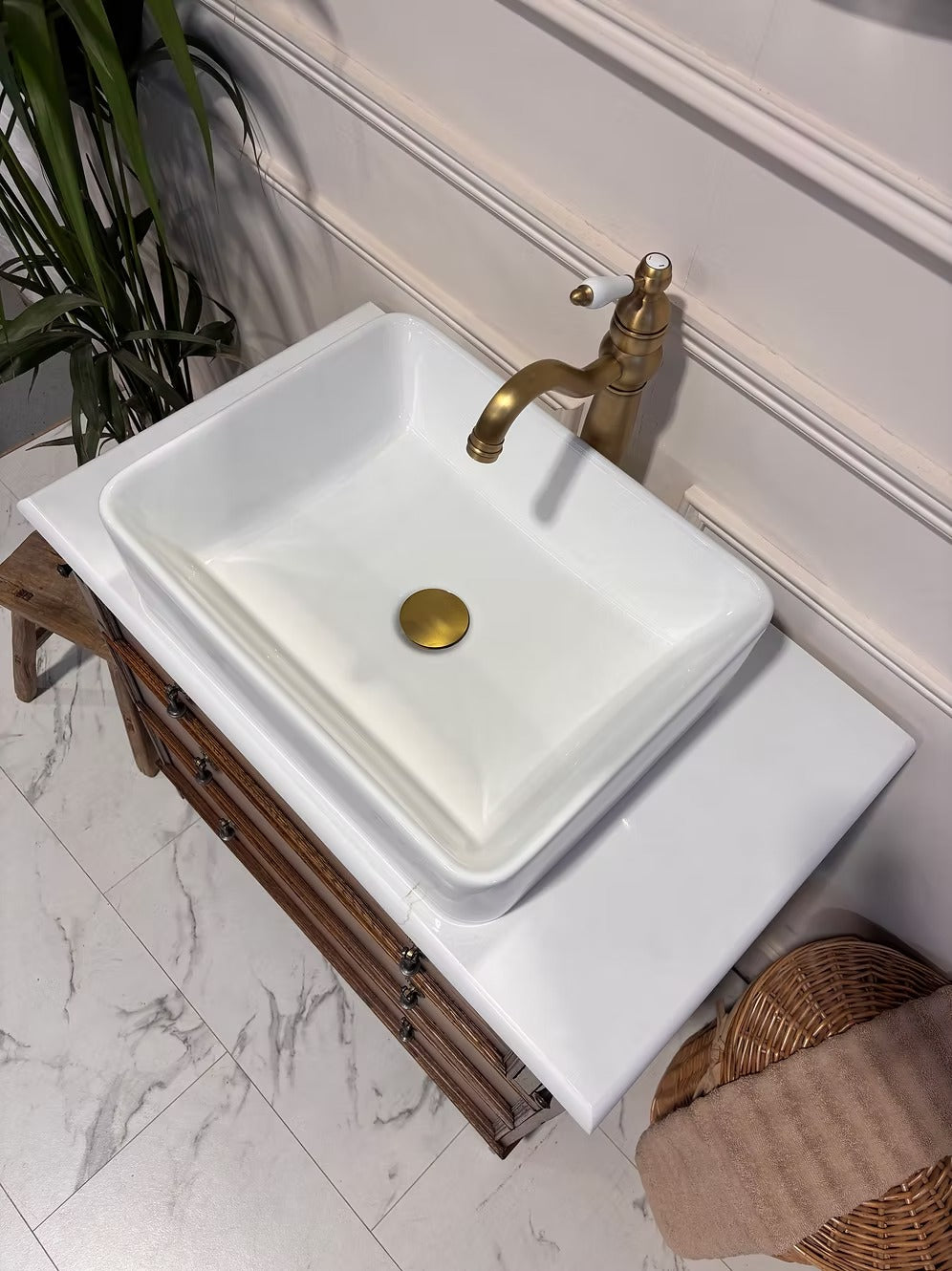 Oak Vintage Bathroom Vanity Unit