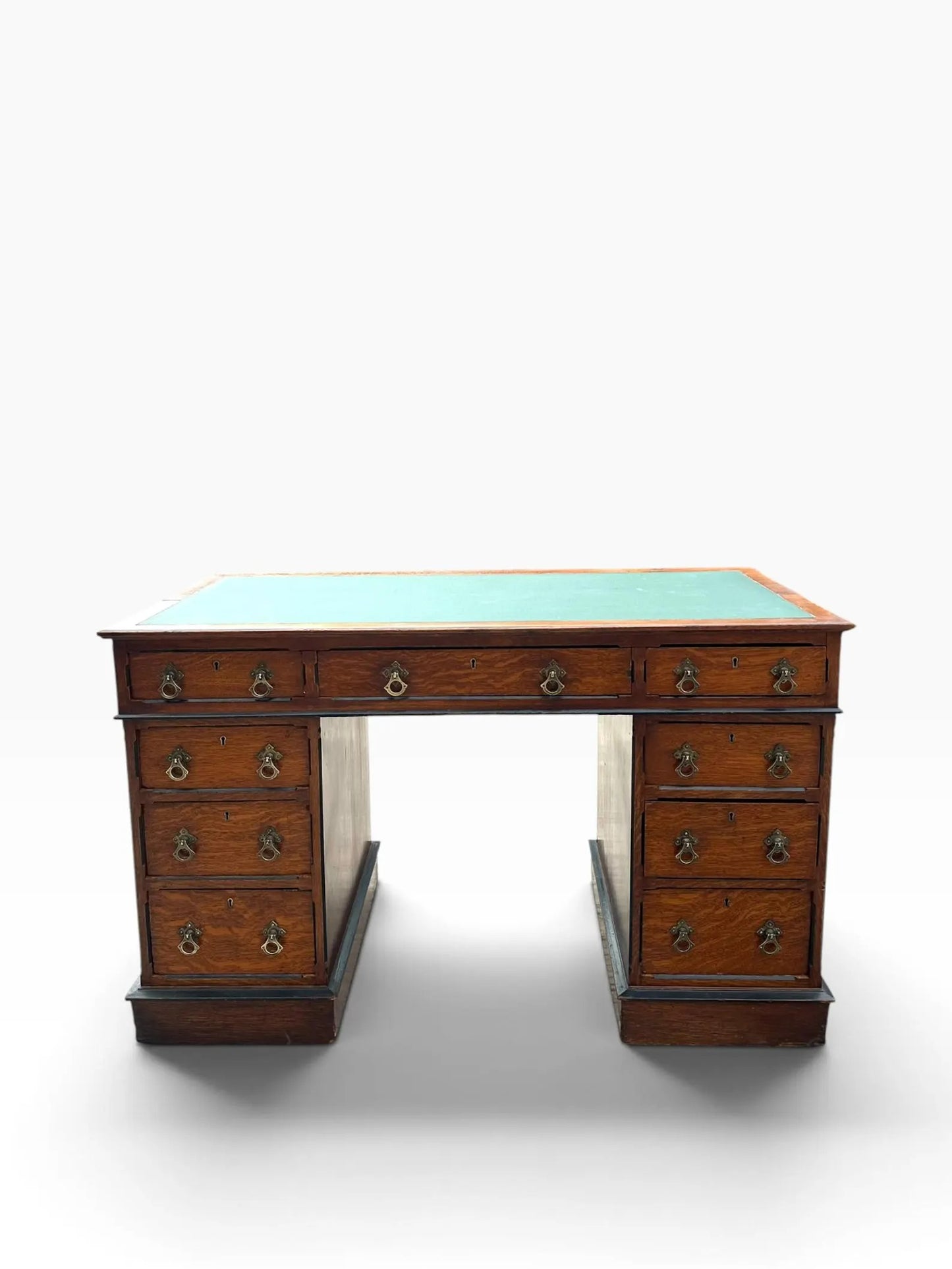 Vintage pedestal Oak desk by Urquhart & Adamson