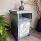 Vintage Bedside Cabinet | Hand Painted Blue Wooden Nightstand | Coastal Cottage Furniture