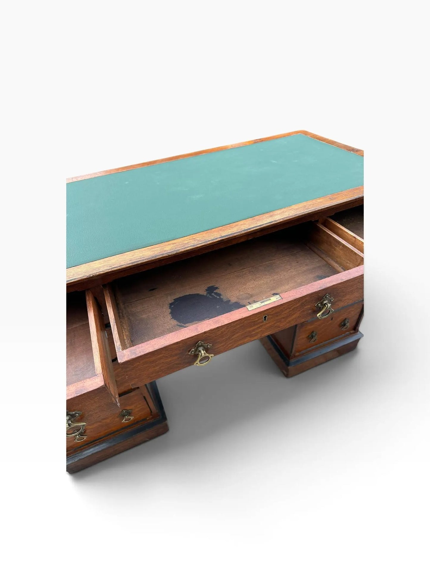 Vintage pedestal Oak desk by Urquhart & Adamson