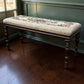 Vintage Georgian Mahogany Long Window Seat With Tapestry Upholstery.