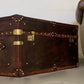 Handcrafted English Leather Coffee Table Trunk with Brass Hardware – Classic Storage Chest Home Decor