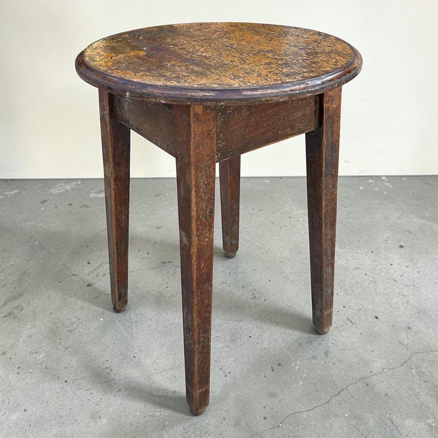 Antique Rustic round side table - farmhouse Wales