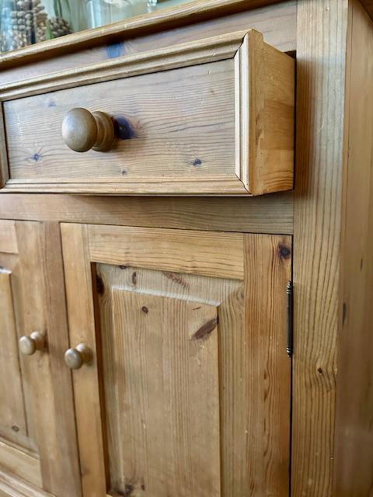 Vintage Pine Kitchen Dresser | Farmhouse Welsh Dresser | English Country Cabinet | Rustic Plate Rack | Solid Pine Storage