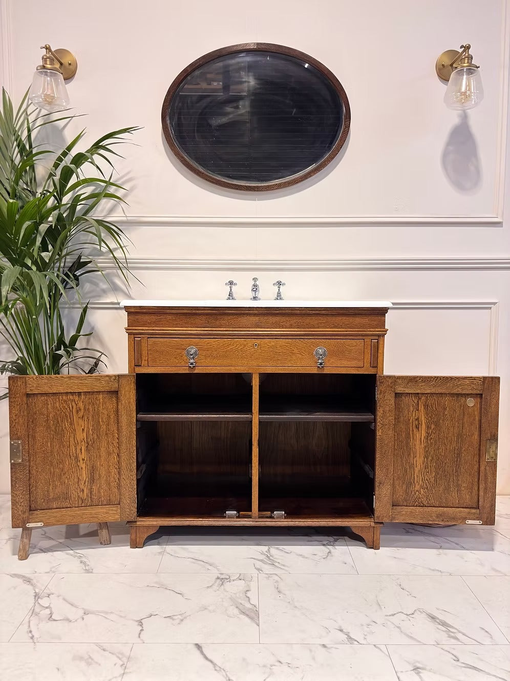 Wooden Carved Vintage Vanity Unit