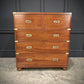 Vintage Tall Boy Mahogany Military Campaign Secretaire Chest