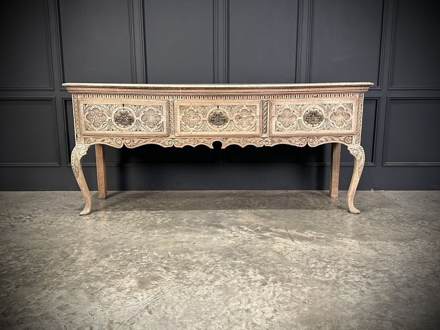 18th Century Carved Oak Dresser Base Carved Vintage Sideboard