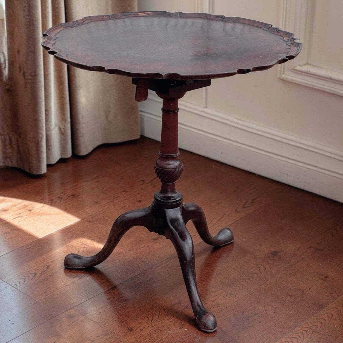 George III Mahogany Birdcage Tilt Top Table, Inthe Manner Of Chippendale.