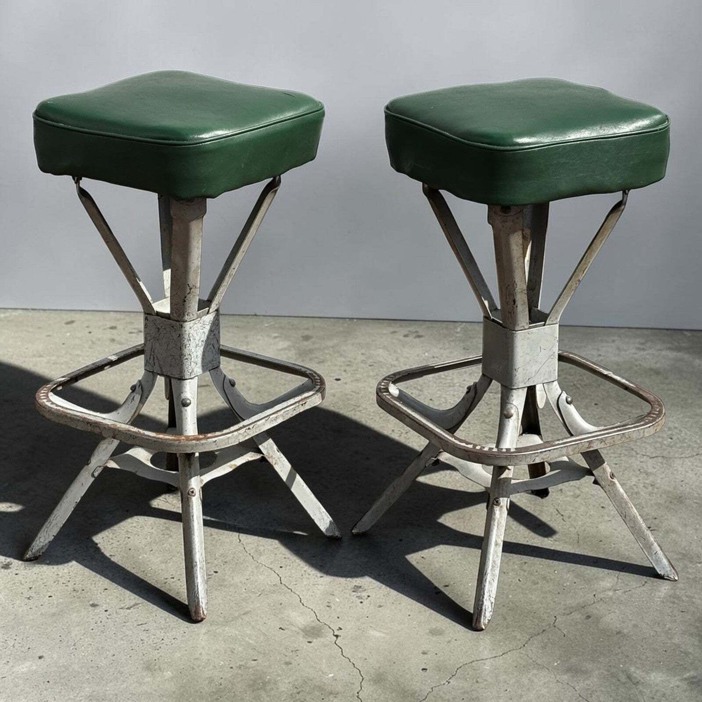 Pair Of Retro Evertaut Industrial Metal Stools