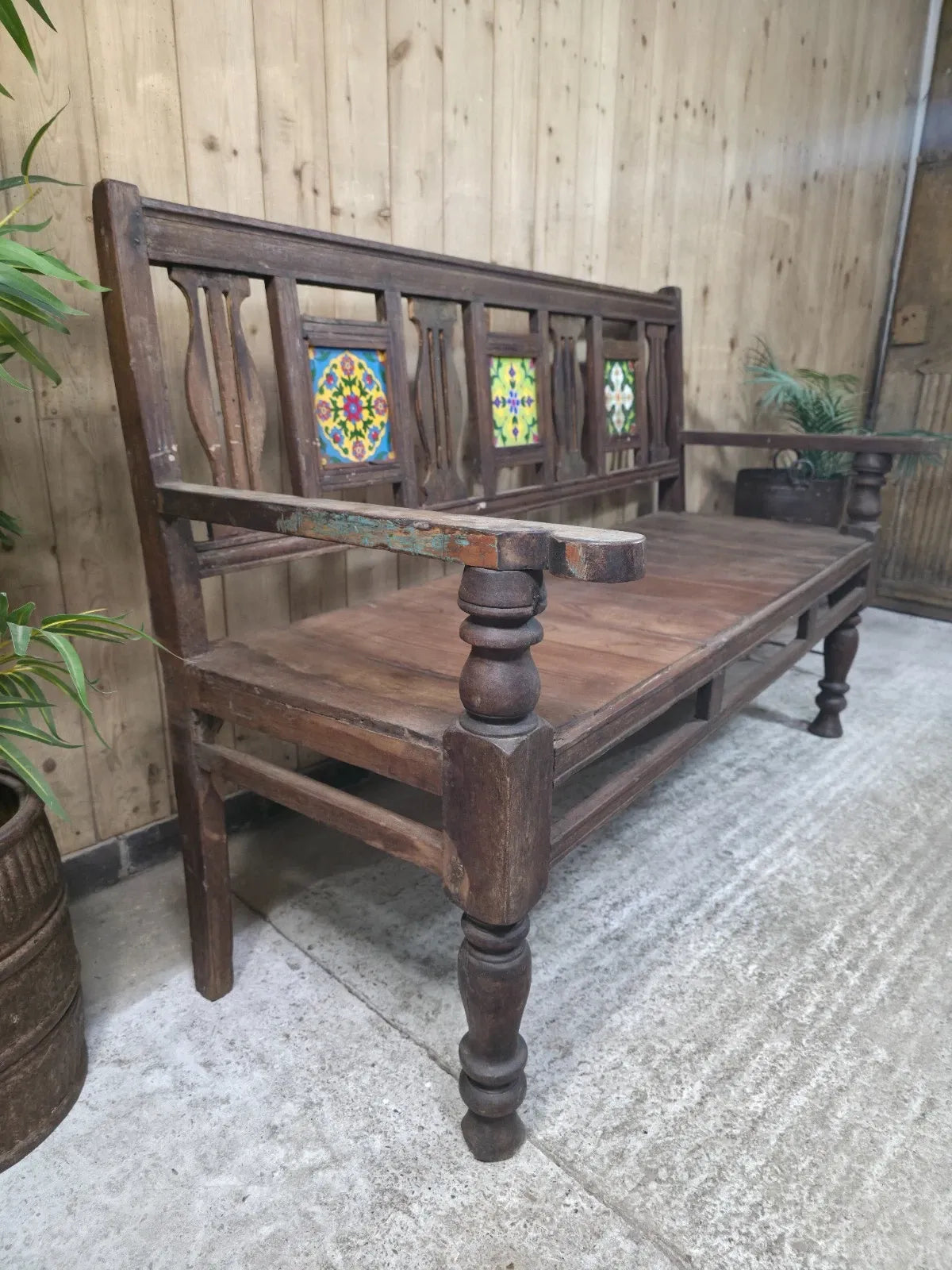 Vintage Rustic Solid Wooden Garden Bench Seat Day Bed