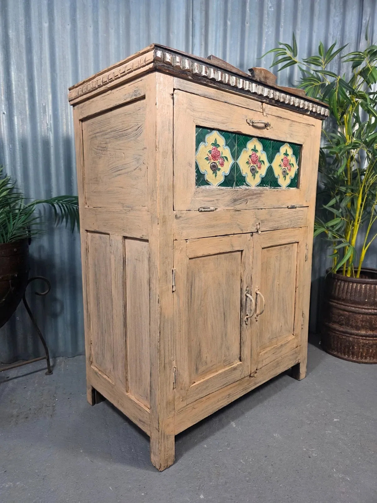 Vintage Reclaimed Indian Wooden Free Standing Bathroom Kitchen Cupboard Cabinet