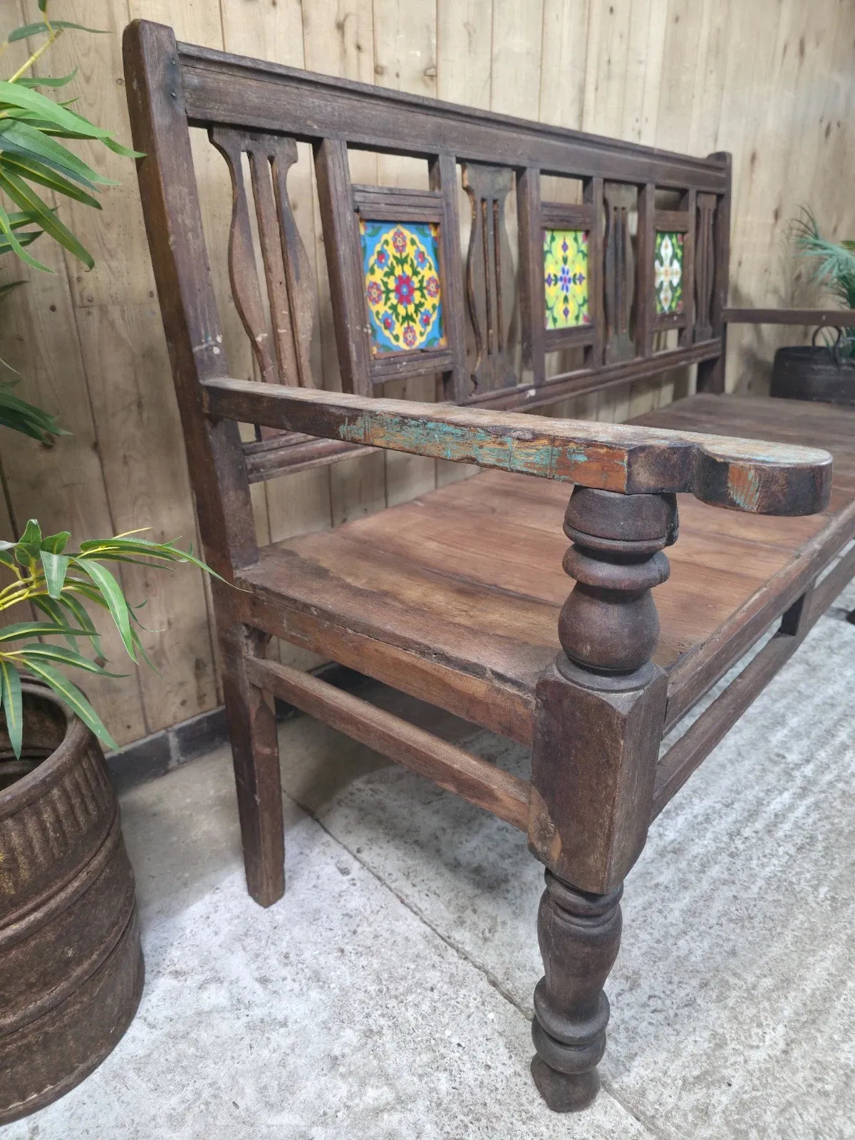 Vintage Rustic Solid Wooden Garden Bench Seat Day Bed