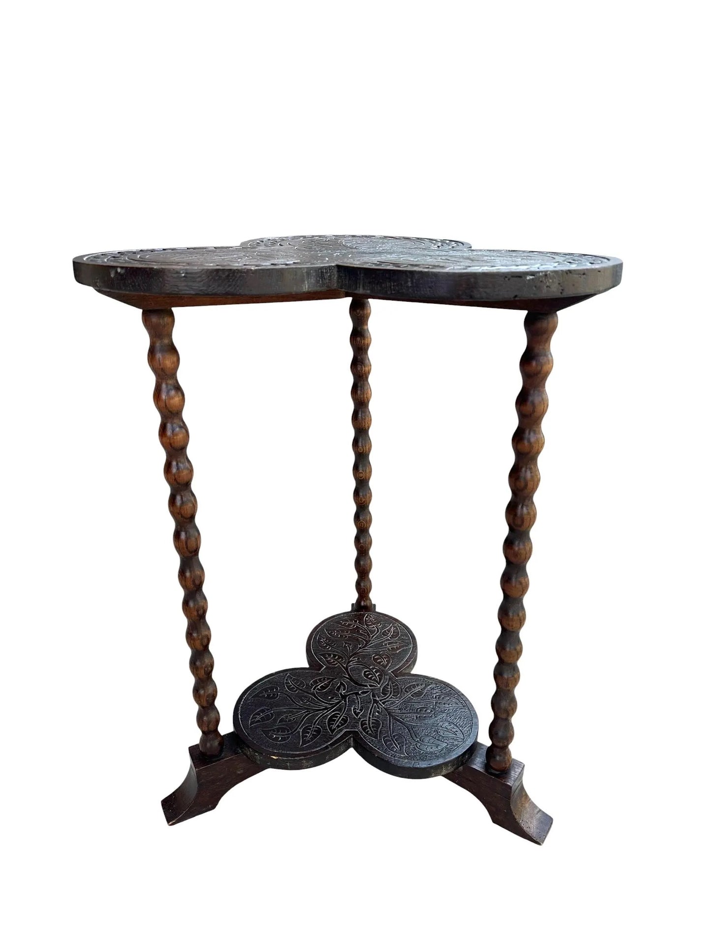 Antique Clover leaf Shamrock bobbin side table