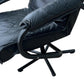 Black Mid century recliner swivel chair and stool in the manner of Kebe Mobler