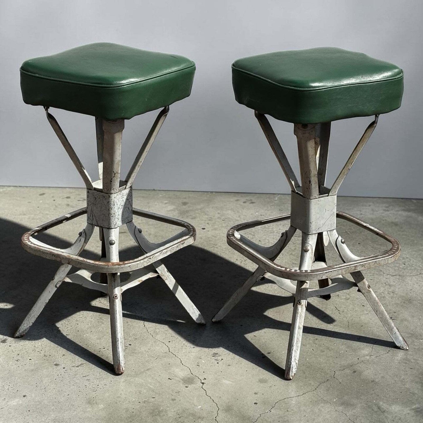 Pair Of Retro Evertaut Industrial Metal Stools