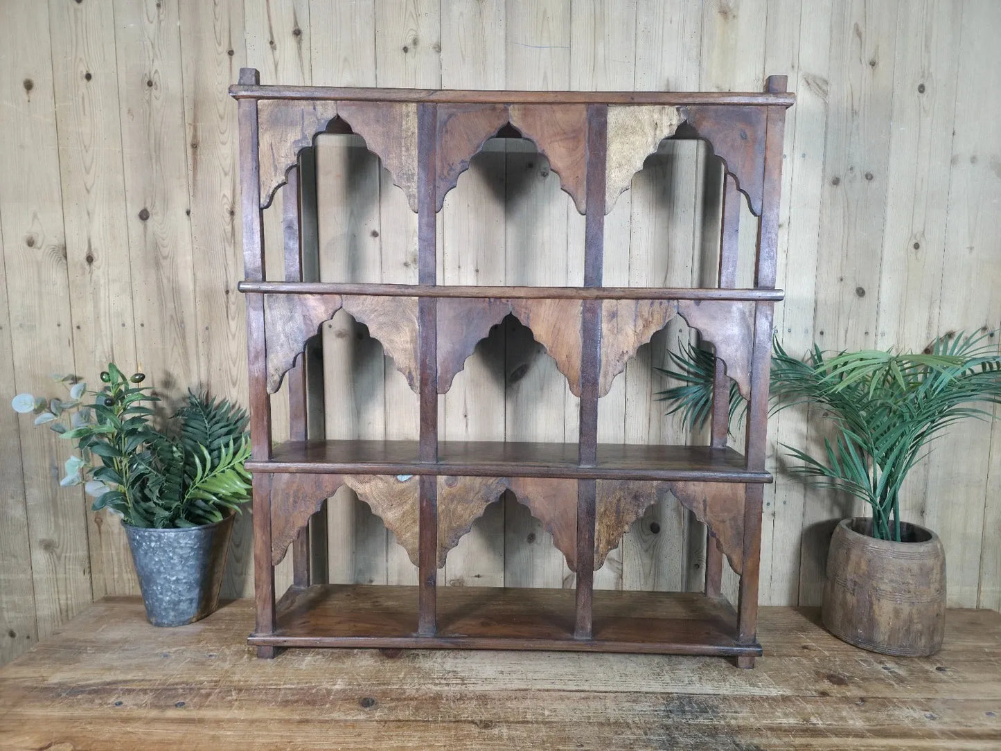 Vintage Solid Wooded Arched Temple Wall Display Shelf Shelves