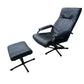 Black Mid century recliner swivel chair and stool in the manner of Kebe Mobler