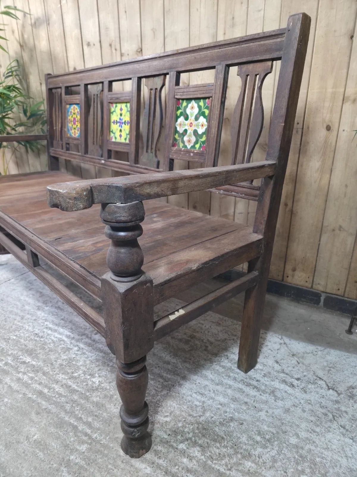 Vintage Rustic Solid Wooden Garden Bench Seat Day Bed